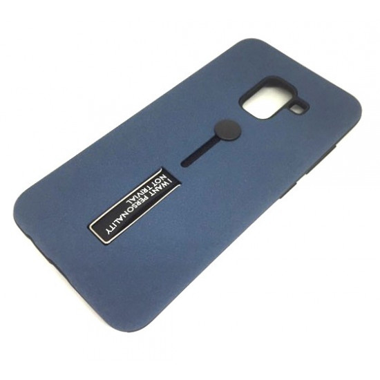 Cover Kickstand Matte With Finger Strap Samsung Galaxy A8 2018 A530 Blue